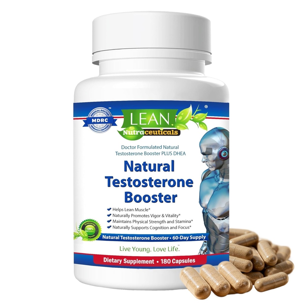 Lean Nutra Men’s Hormone Support – 180 Capsules – Natural Testosterone Support Supplement with Maca, Fenugreek, Tongkat Ali, Zinc, Tribulus, DHEA – Energy, Balance, Strength &amp; Wellness for Men