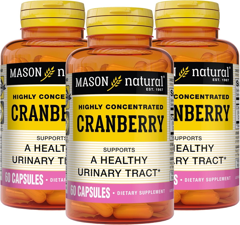 MASON NATURAL Cranberry Altamente Concentrado 900 mg, 3 Mes de Suministro, Antioxidante &amp; Salud Inmunitaria, Asistencia Tract urinario saludable, 3 Pack