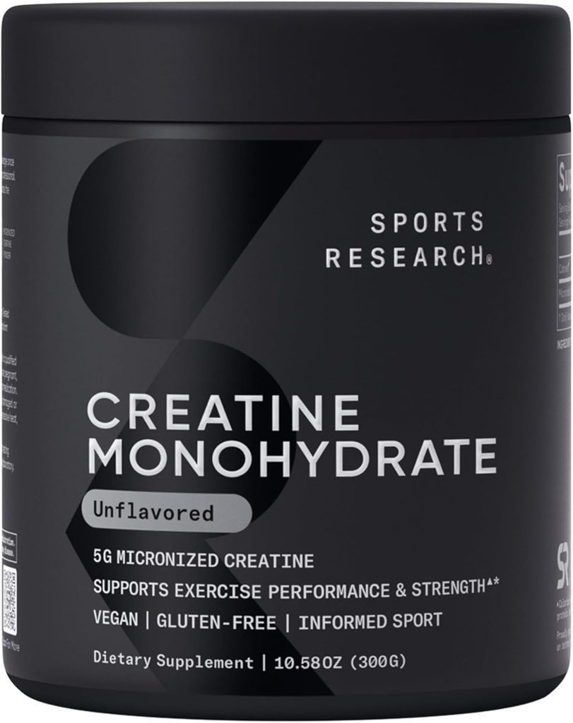 Investigación Deportiva Monohidrato de Creatina - Ganar el músculo magro, mejorar el rendimiento y la fuerza y la recuperación de entrenamiento de apoyo - 5 g Cretina micronizada - 10.58 oz