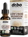 Lions Mane Mushroom Suplemento gotas - Organic Lion's Mane Mushroom Liquid Tintura para Focus, Fog Brain Health Suplementos - Vegan Herbal Nervine Nootropic Organic Lions Liquid Supplement Extract 1oz