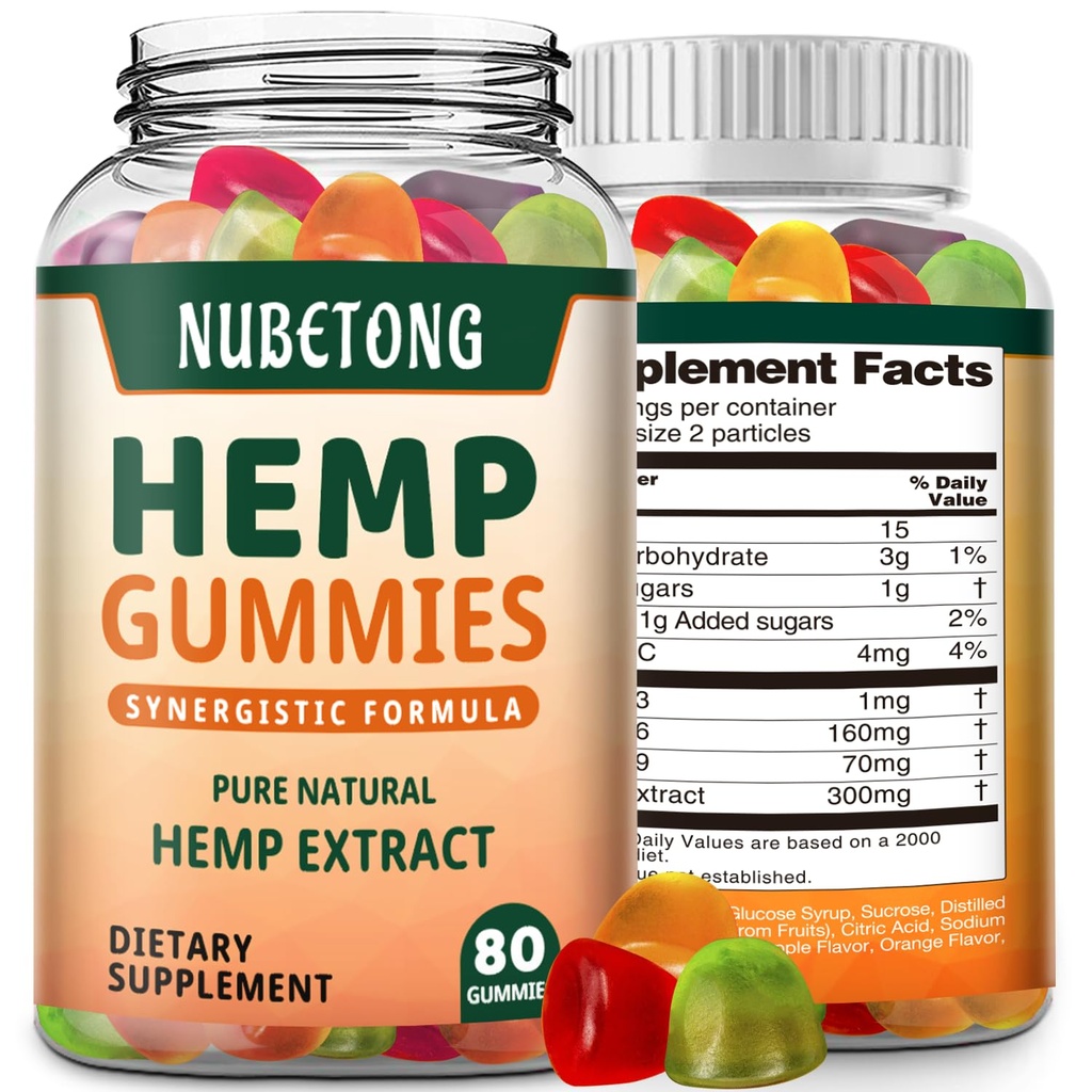 Hemp Gummies High Potency Extra Strength Hemp Oil Extract Organic Edible Gummy Supplement for Adult Gummy for Sleep, Pain, Anxiety