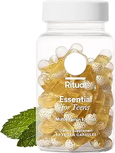 Vitaminas de Adolescentes Rituales para Niños - Zinc, Vitamina A y D3 para Apoyo a la Función Inmunitaria*, Omega-3 DHA &amp; B12 para Salud Cerebro, No GMO, Mint Essenced, 30 Day Supply, 60 cápsulas Vegan