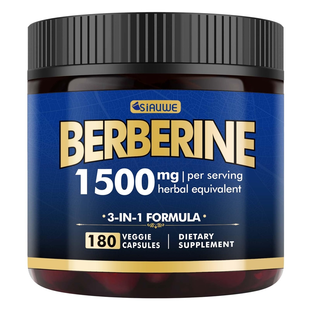 Berberine Supplement - Berberine Weight Loss, High-Potency Berberine 1500MG of Berberine HCL, Plus Citrus Bergamot - for Metabolic, Digestive, and Immune Support - Vegan, Non-GMO, 180 Capsules