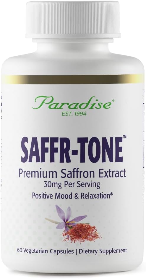 Herbs Paradise Saffr-Tone, Saffron Extract, Active Whole Spectrum Extract, Super Potent, Ultra Pure, Vegan, Non-GMO, Gluten Free, 60 cápsulas vegetarianas