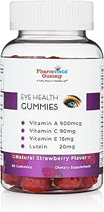 Eye Health Support Gummy - Vitamin A + C + E + Lutein - Gluten Free, Vegan Friendly Supplement - 60 Count