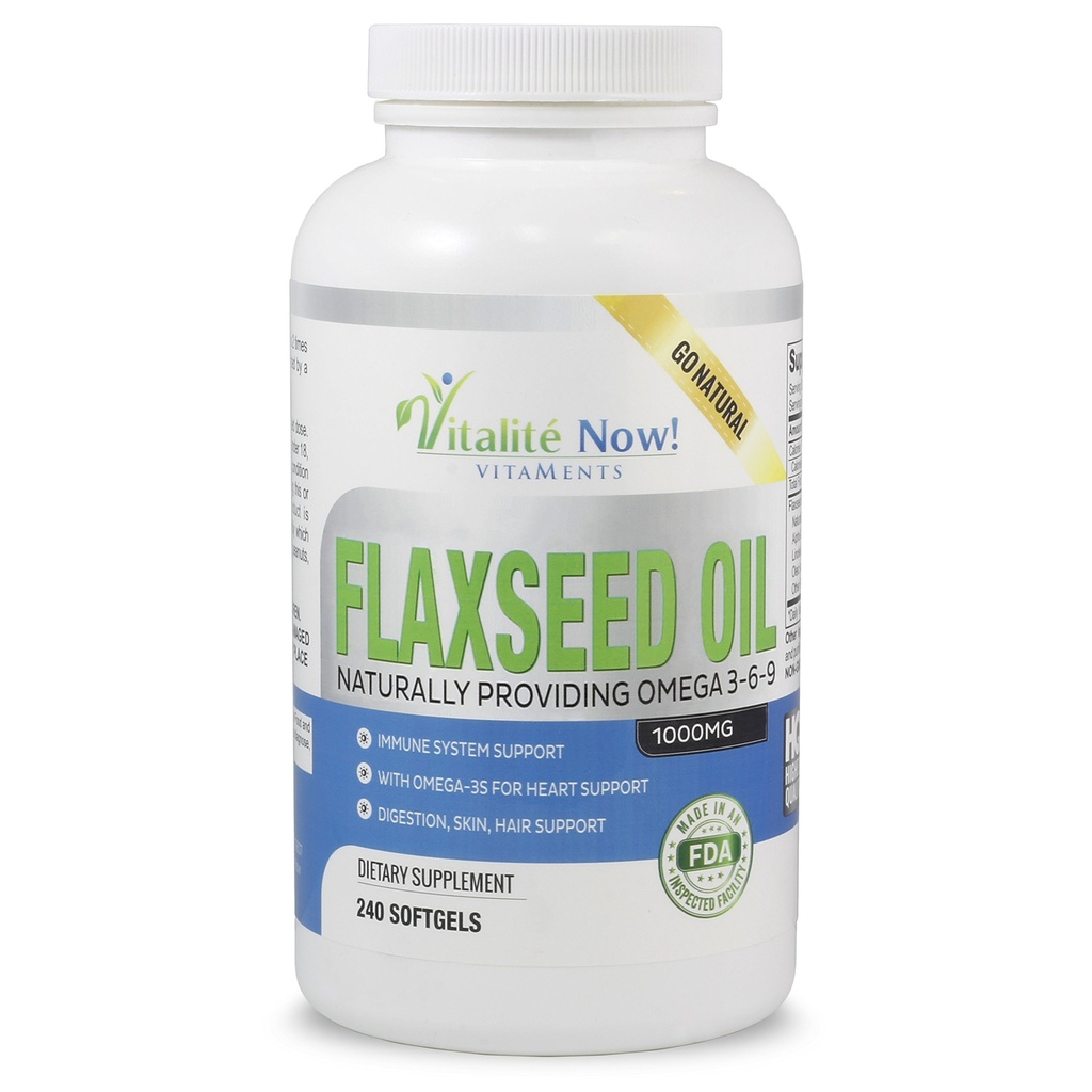 Upsize Best Organic Flaxseed Oil Softgels - 1000mg Premium, Virgin Cold Presionado por Flax Seeds - Hair Skin & Nails Support - Omega 3-6-9 Suplemento - 240 Cuenta - Más de 8 meses de suministro!