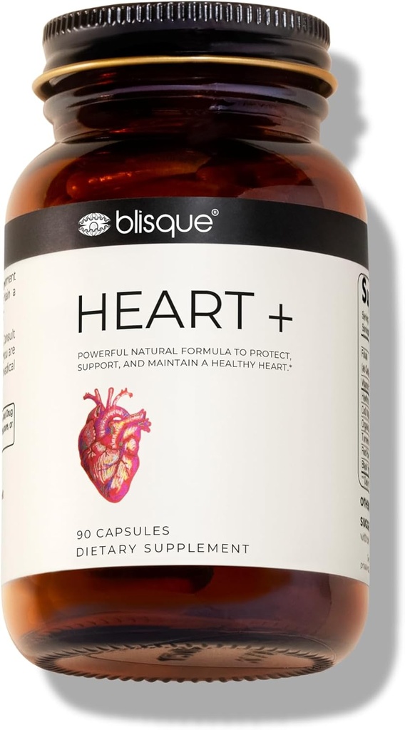 Blisque – Natural Blood Pressure Support Suplemento para la salud y la circulación del corazón ← Doctor-Aprobado Silencio con 200 mg CoQ10, Hawthorn Berry, Beet Root, Turmeric TEN 90 cápsulas