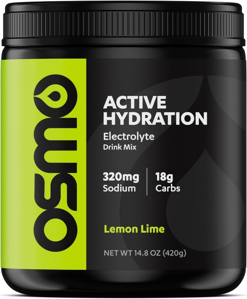 Powder de hidratación activa de Osmo (20 Servings) - Incluye Sodio, Magnesio, Potasio, Carbs & Vitaminas, Azúcar de caña - Todos los ingredientes naturales, Hidratación de Faster 3X, Potencia de botas y resistencia