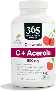 365 by Whole Foods Market, Vitamina C Plus Acerola C 500Mg, 90 Tablets (Pack of 2)