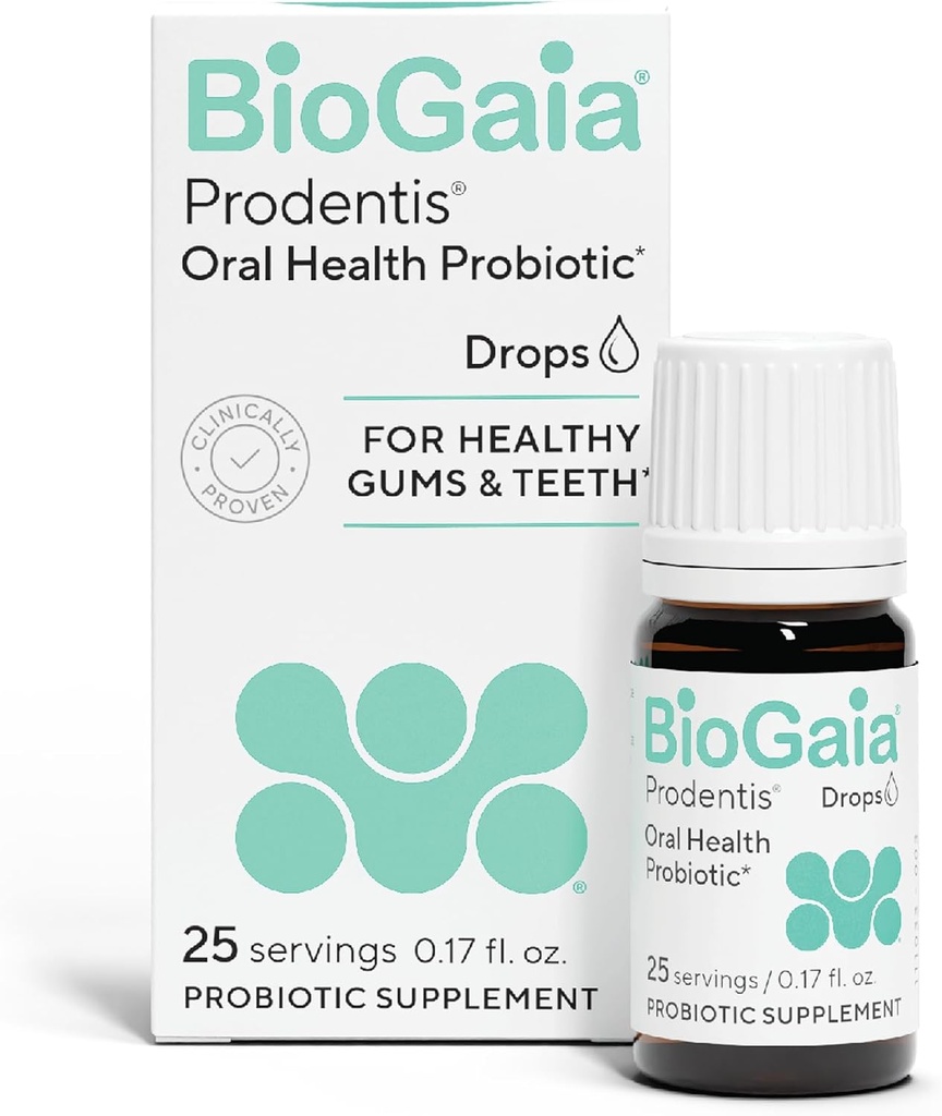 BioGaia Prodentis Silencio Dental Probiotic Drops ← Promueve Gums saludables " Teeth Silencio Defends Against Dental Problems ← Replenishes Oral Microbiome ← Mejora la Salud Oral TEN Desflavored TEN 25 Day Supply