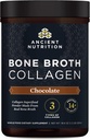 Antiguo colágeno de nutrición, colágeno de hueso, chocolate, péptidos multi colágeno hidrolizado, soporta la piel y las uñas, suplemento conjunto, 30 piezas, 18.6oz