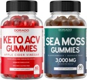 Keto ACV Gummies (60 Conde) Advanced Weight Loss Formula and Irish Sea Moss Gummies (90 Conde) con Bladderwrack & Burdock Root for Thyroid, Energy &amp; Immune Support - Non GMO, Vegan Safe & Made in US