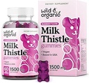 Wild & Organic Milk Thistle Gummies 1500mg - Herbal Supplement for Liver Cleanse Detox - Silymarin Milk Thistle Liver Detox Gummies - 60 Vegan, Non-GMO Chews