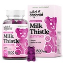 Wild &amp; Organic Milk Thistle Gummies 1500mg - Suplemento herbal para la limpieza del hígado Detox - Silymarin Milk Thistle Liver Detox Gummies - 60 Vegan, Non-GMO Chews