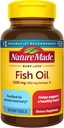 Nature Made Burp Less Fish Oil Omega 3 Suplementos, 1200 mg Softgels, EPA DHA Omega 3 Suplementos de aceite de pescado para el corazón saludable, 60 Softgels, 30 Day Supply