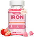 Suplemento de Hierro Vegano Gummies for Women ' Men, Anemia, Blood Builder & Energy Support for Iron Deficiency, con Vitamina C, A, B Complex, Folate, CoQ10, Sugar Free, Non-GMO, 60 Condes