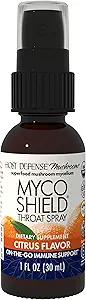 Host Defense MycoShield Throat Spray - Immune Health Support - Dietary Mushroom Supplement with Chaga, Reishi, Turkey Tail &amp; More - On-The-Go Immune Support - Citrus Flavor, 1 fl oz (71 Servings)*