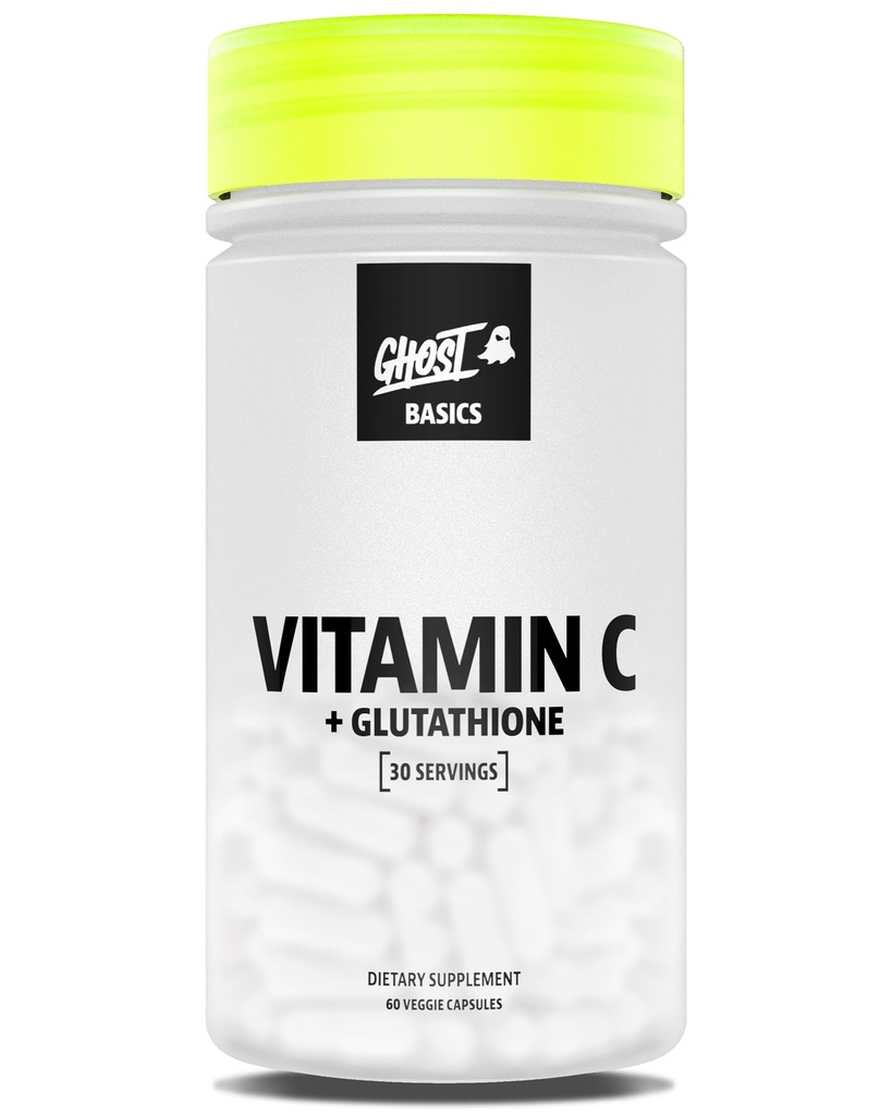 GHOST Basics Vitamin C + Glutathione Supplement for Men & Women – 500MG PureWay-C, 250MG L-Glutathione for Immune Health Support, Detox & Cleanse – Vegan, Soy-Free & Gluten-Free - 60 Veggie Capsules