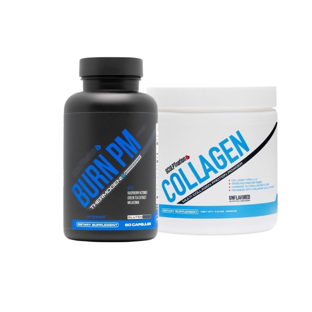 Sculpt Nation by V Shred Burn PM and Collagen Peptides Powder Bundle