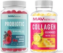 MAV NUTRITION Collagen Gummies for Women and Probiotic Gummies ← Peluquería, Esquí, uñas y Gut Health Support with Biotin, Vitamin C, and 5 Billion CFU ← 60 Gummies Cada uno