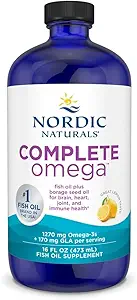 Naturales nórdicos completa Omega, sabor limón - 16 oz - 1270 mg Omega-3 - EPA & DHA con GLA añadido - Esquí saludable, Cognición, Mood positivo - No GMO - 96 Servimientos