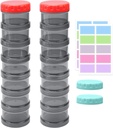 2 Pack 7 Day Pill Organizer Case Stackable Suplementos semanales Vitaminas Pills Holder Dispenser Grande Translúcido Negro con Lid extra