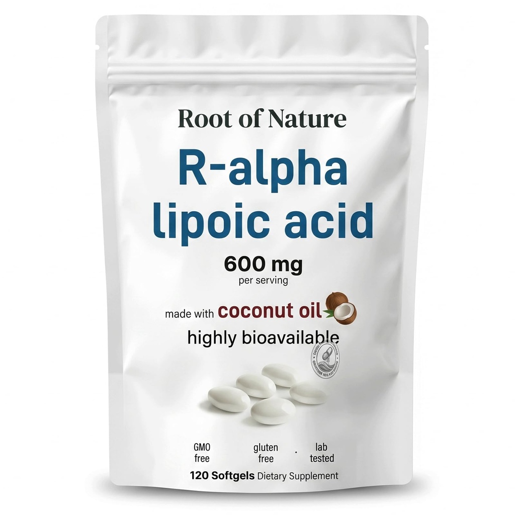 Root of Nature R-Alpha Lipoic Acid, Clean, Vegan and Safe, 120 Count