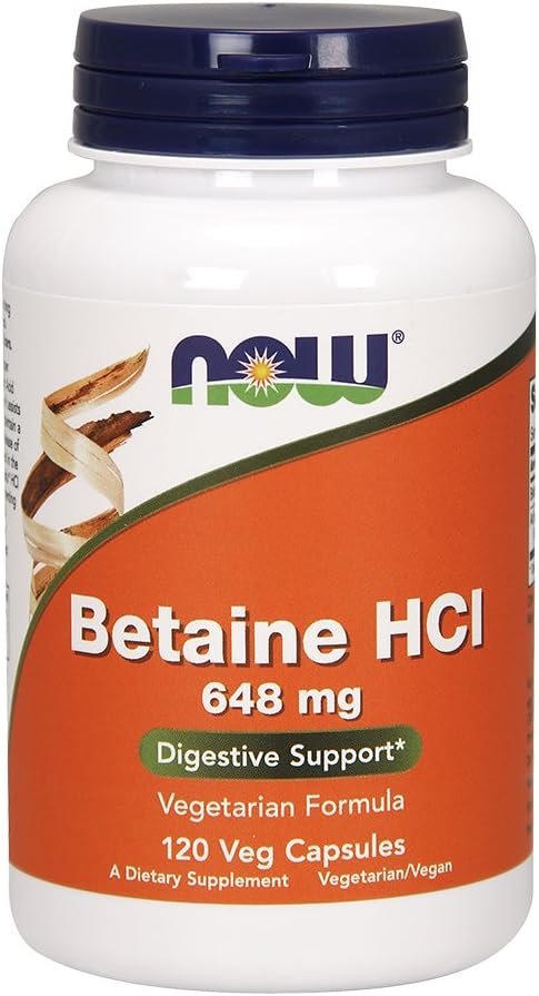 Ahora Alimentos Betaine HCl, 648 mg con 150 mg de Pepsin, 120 cápsulas, 2 Pack