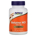 Now Foods Betaine HCl, 648 mg with 150 mg of Pepsin, 120 Capsules, 2 Pack