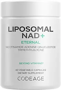 Codeage Liposomal NAD+ Suplemento - NAD Nicotinamide Adenine Dinucleotide Coenzyme Pills - 500 mg NAD+ Por Serving " Betaine Anhydrous - Entrega Liposomal - Vegan, Non-GMO, Gluten-Free - 60 cápsulas