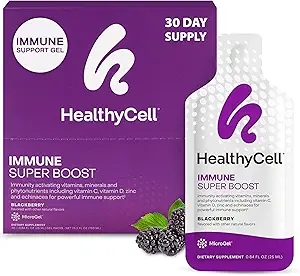 Saludable Immune Super Boost Daily Liquid Supplement - Immune Support Supplement for Adults with Echinacea, Elderberry, Vitamina C, Vitamina D, Calcium & Zinc - 30 Gel Packs