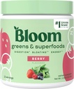 Bloom Nutrition Superfood Greens Powder, Digestive Enzymes w/Probiotics " Prebiotics, Gut Health, Bloating Relief for Women, Chlorella, 15 SVG (15 Servings (Pack of 1), Berry)