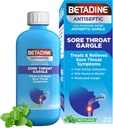 Betadine Antiséptico Gargle Medicado, Povidone-Iodine 0.5%, Treat y Alivio de los síntomas de la garganta del llanto, reduce temporalmente los gérmenes normalmente encontrados en el ratón, Mint Flavor, 8 FL OZ