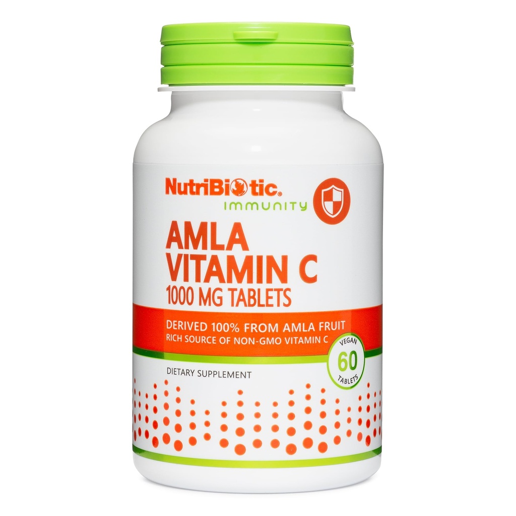 NutriBiotic - Amla Vitamin C, 60 Tabs - Rich Source of Non-GMO, Natural Vitamin C for Antioxidant & Collagen Support - 100% from Indian Gooseberry - Vegan & Gluten Free