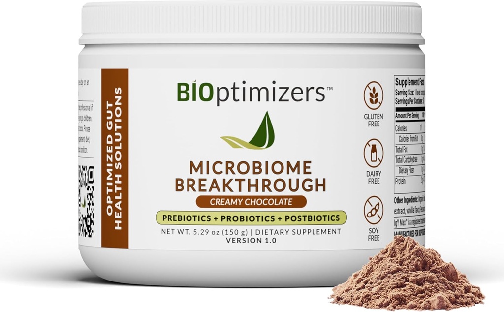 Microbiome Breakthrough Repair Powder - Chocolate Flavor - Has Lactobacillus Strains, Bone Broth & Collagen - Fuente de L-Glutamine - Gas &amp; Bloating Relief - Mejora Gut Health - 30 Serviciones - 150g