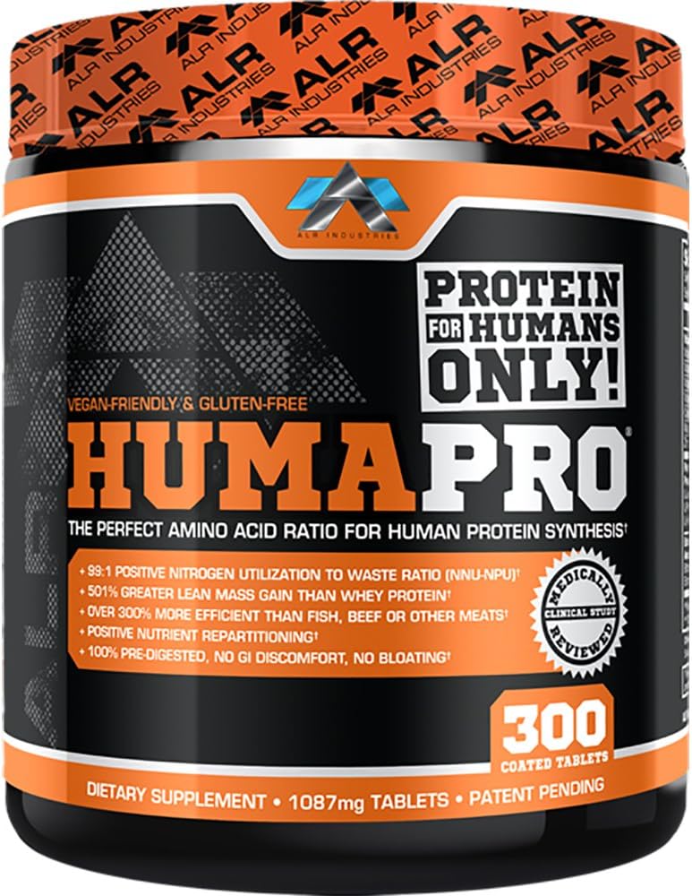Humapro Tablets ← Amino Acids Protein Matrix for Humans TEN 99% Utilización para Lean Muscle ANTE Vegan, Gluten Free TEN 300 Tablets / 60 Servings