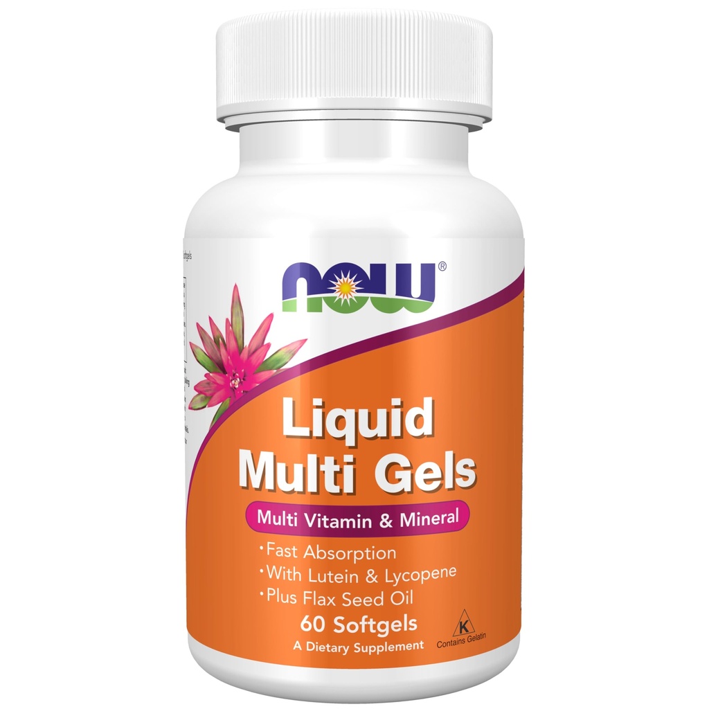 AHORA Alimentos Suplementos, Líquidos Multi Gels con Lutein y Lycopene, más Flax Seed Oil, 60 Softgels