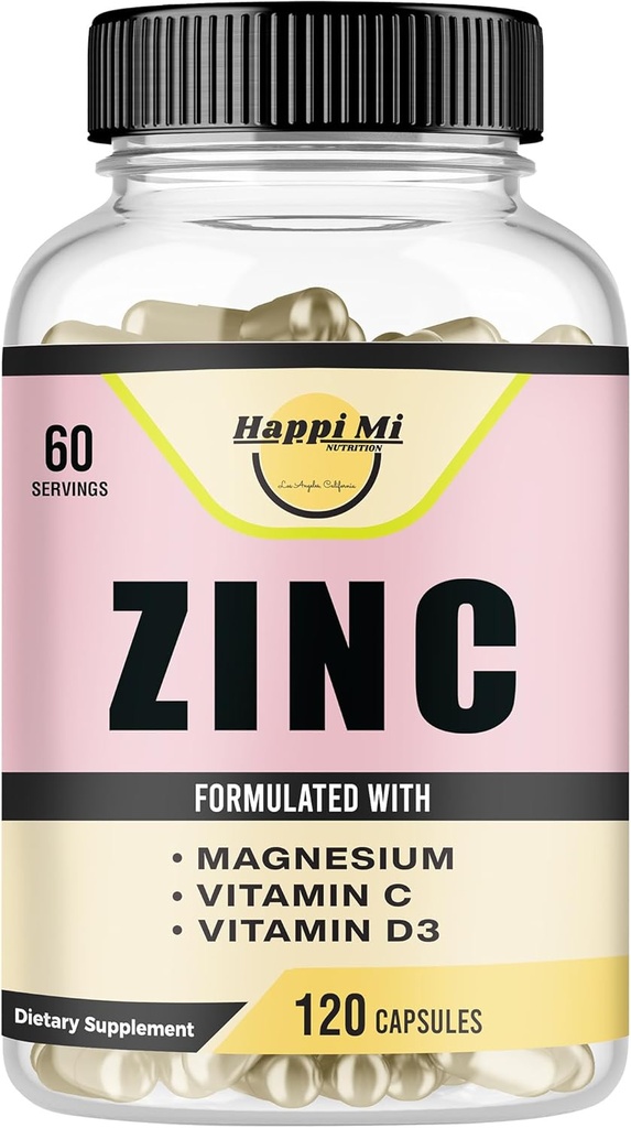 Zinc, Zinc 100mg, Magnesium Glycinate 150mg, Vitamina D3 5000 UI, Vitamina C 500mg Por Serving, Immune Support, Immune Booster, Antioxidante Support