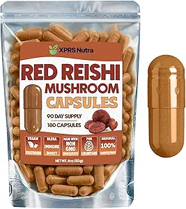 Reishi Mushroom Capsules - 180 Conde Red Reishi Mushroom Capsules - 3 Mes de Suministro Real Mushrooms Reishi Suplemento Pills para Cognitive e Immune Boost - Mushroom Reishi Hongo Reishi Organico