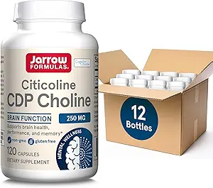 Jarrow Formulas Citicoline CDP Choline 250 MG, CDP Choline Supplement Supports Brain Health, Performance and Memory, 120 Capsules, Hasta 120 Day Supply, Pack of 12