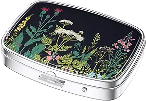 Nipichsha Pill Box, Small Pill Case for Purse & Pocket, Cute Travel Medicine Organizer, Portable Medicine Container Holder to Hold Vitamins, Medication, Fish Oil &amp; Supplement, Gray Black Gold