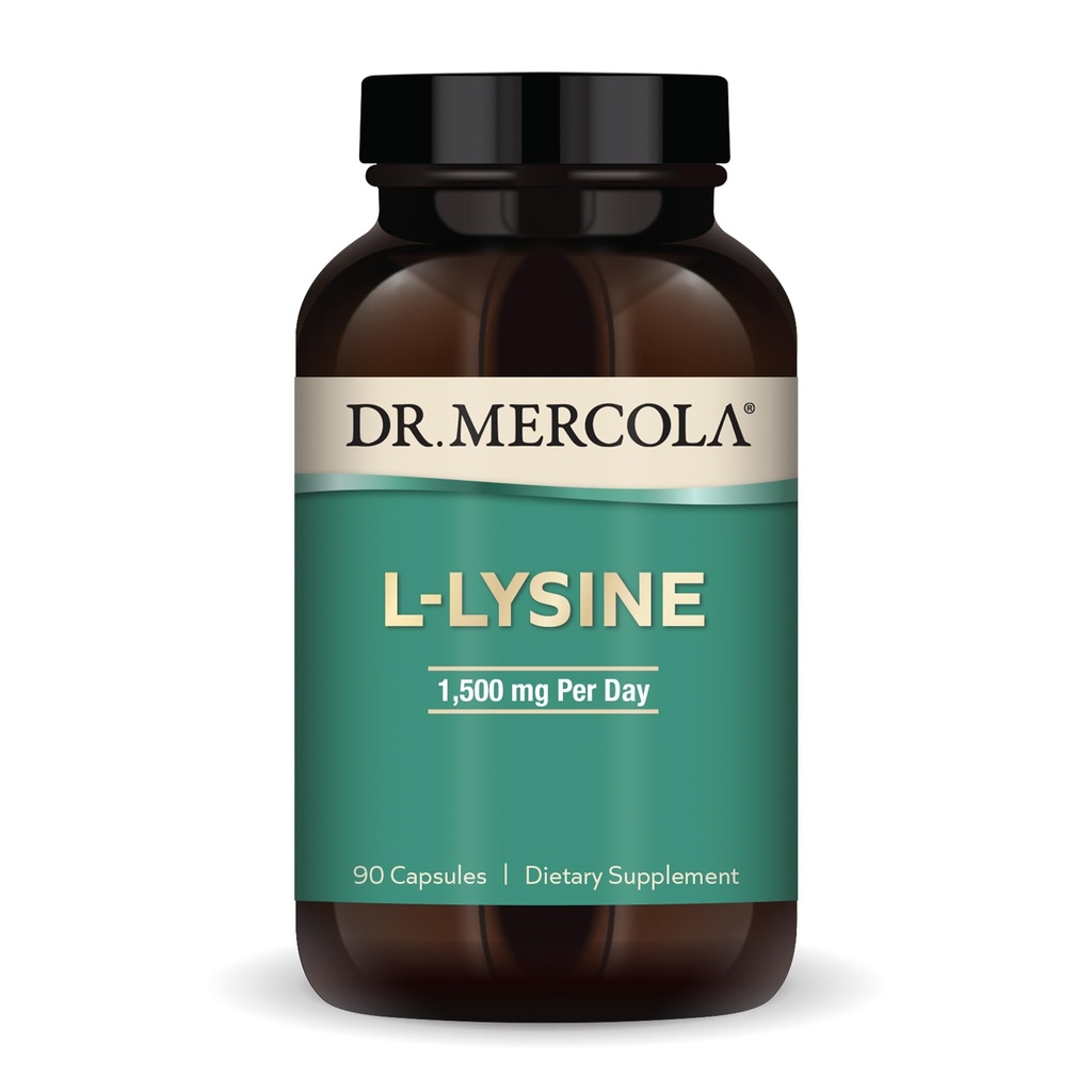 Dr. Mercola L-Lysine, 90 Capsules 1500 mg L-Lysine, Non-GMO, Gluten Free, Soy Free