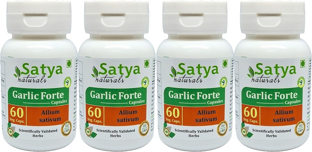 Cápsulas de Forte de Ajo 500 mg. 60 Vég. Cápsula ANTE LAHsan (Allium Sativum) Extracto Cápsulas para Hombres y Mujeres ANTE Ayurvedic Herbal Suplemento/Remedios ANTE 10:1 Forte (4 Botellas de 60 Cápsulas)