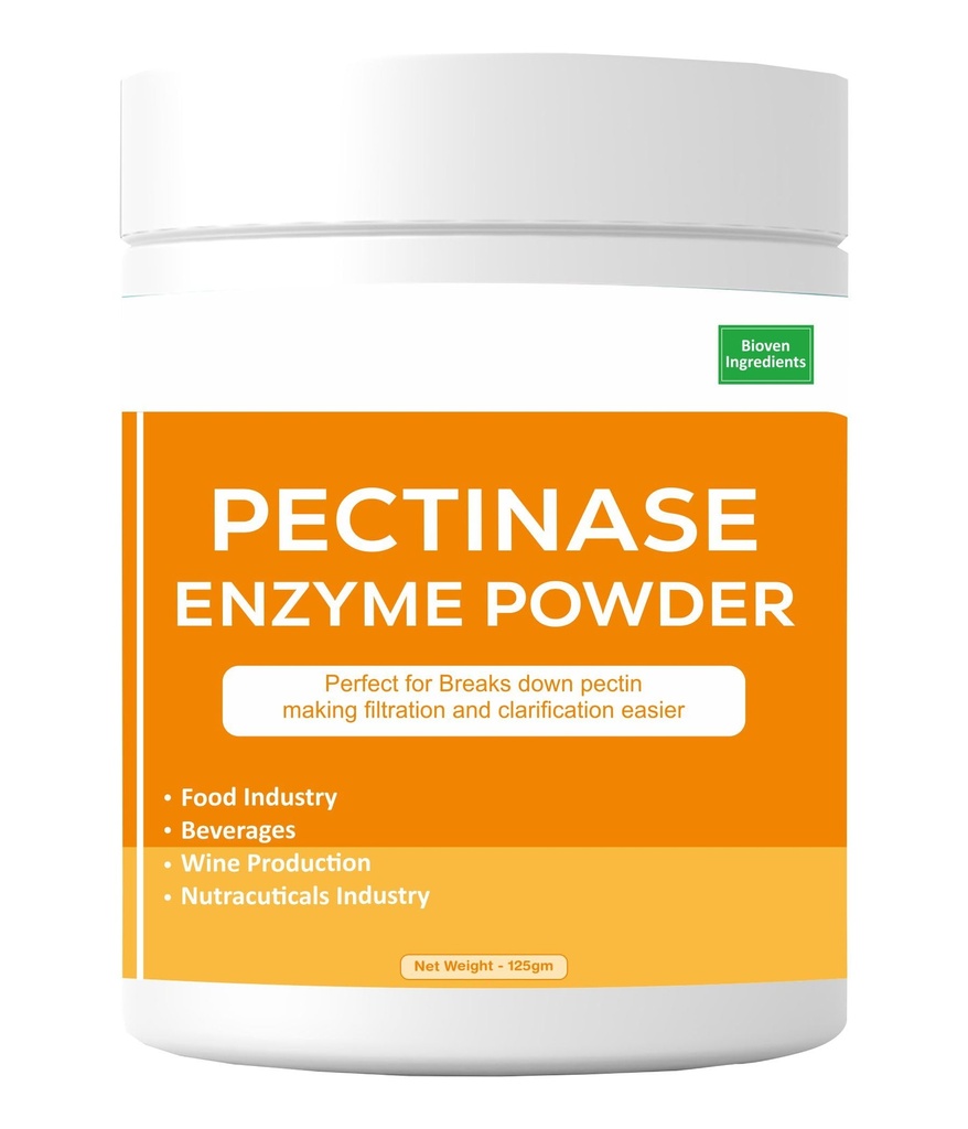 Bioven Ingredients Pectinase Enzyme Powder for Fruit Processing, Juice Clarification & Yield Improvement, Premium Pectin-Breaking Enzyme for Pulp Reduction & Extraction Support, 125gm