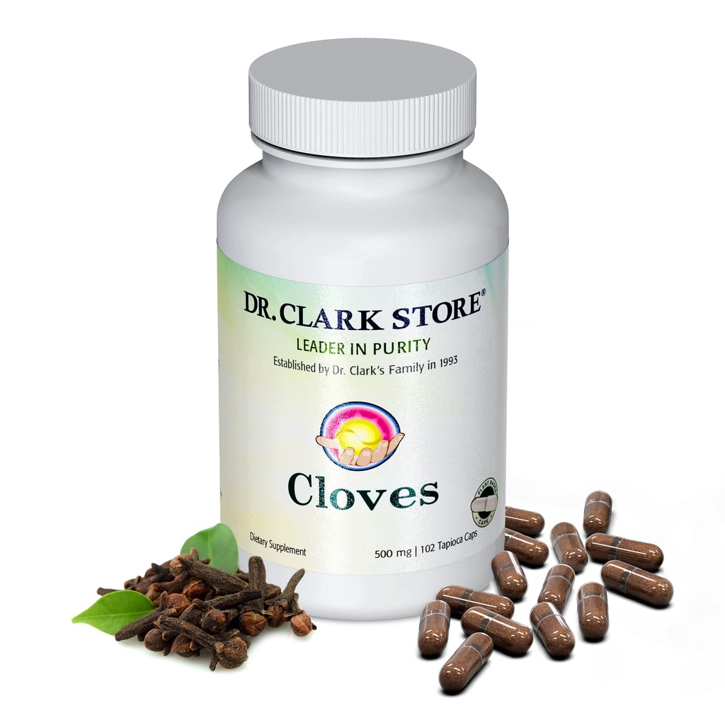 Dr Clark Store Cloves Vegetarian, 500mg, 102 Tapioca Capsules – Ayuda a mantener el rendimiento del hígado y la circulación de sangre