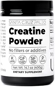 Santa Cruz Paleo Creatine Powder, apoya el crecimiento muscular " Energía, Gluten Free, Keto, Sugar Free, Paleo, No Fillers o Additives, Creatine Monohydrate Powder, 14.1oz, 80 Servings