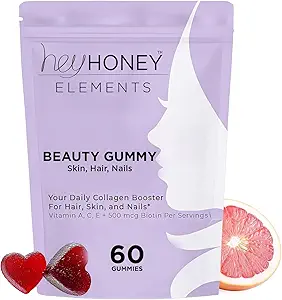 Hey Honey Skin Care Vegan Collagen Gummies – Anti-Aging Beauty Vitaminas para las mujeres  durable Wrinkle Support, Hair Skin Nails, Gluten Free, Antioxidant Blend, 60 Condes