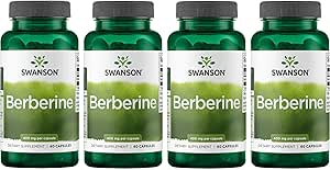 Suplemento de Berberina Swanson - 400 mg Cada, 60 cápsulas - Berberina HCl con soporte general de bienestar (4 paquete)