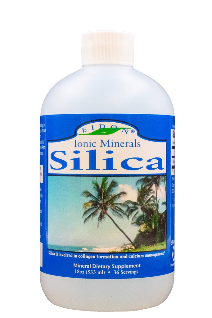 Eidon Liquid Silica Mineral Concentrate - Silica Supplement for Hair, Skin, and Nails, Supplement Drops to Support Collagen Production & Hair Loss for Women & Men, Helps Manage Calcium - 18 oz