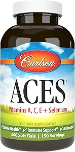 Carlson - ACES, Vitamins A, C, E + Selenium, Cellular Health & Immune Support, Antioxidant, 300 Softgels